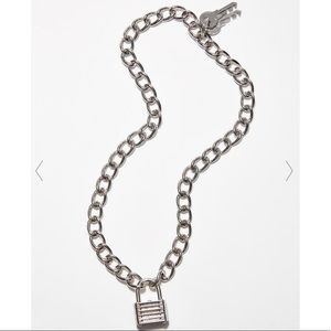 silver lock chain necklace